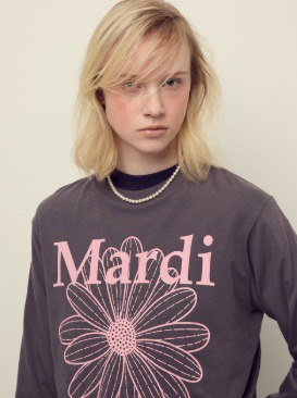 [K] MARDI TSHIRT LONG SLEEVE FLOWERMARDI CHARCOAL PINK, TSHIRT_LONG_SLEEVE_FLOWERMARDI_CHARCOAL_PINK (KMD291)