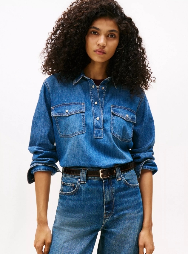 [S] READY STOCK TOMMY HILFIGER RELAXED LIGHT WEIGHT SHIRT, DENIM, XW06076-900 (SRS407)