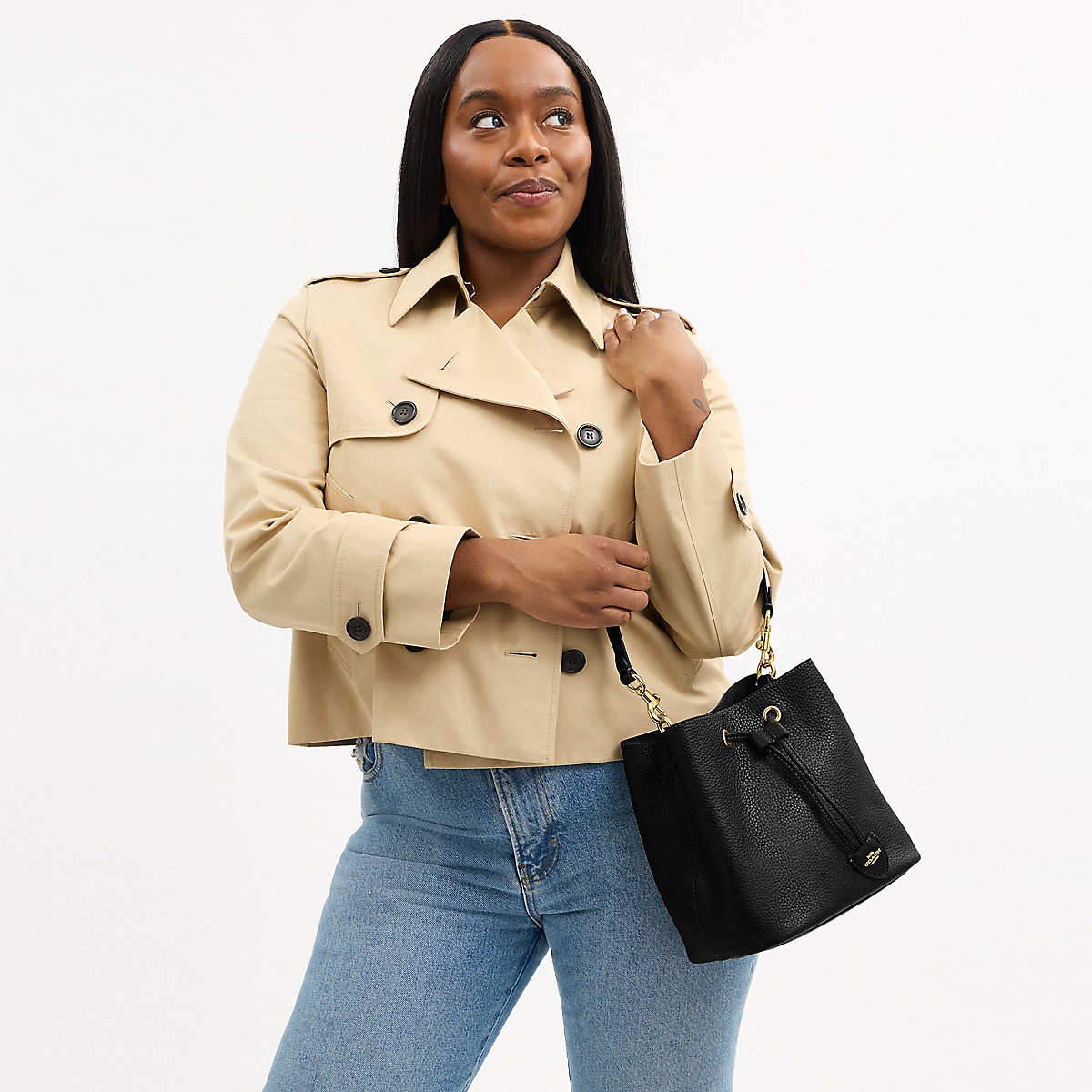 [U] COACH ROWAN BUCKET BAG, GOLD/BLACK, CBH06-IMBLK (UC17)