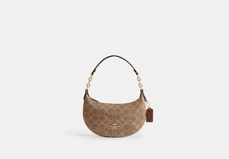 [U] COACH MINI PAYTON BAG IN SIGNATURE CANVAS, GOLD/TAN/BROWN, CEL06-IMXHE (UC12)