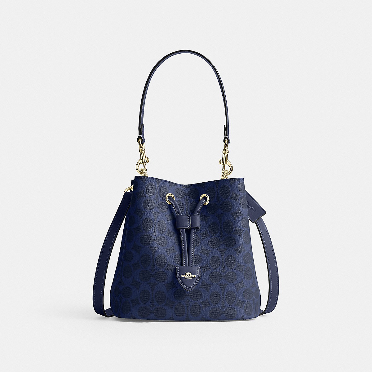 [U] COACH ROWAN BUCKET BAG IN SIGNATURE CANVAS, GOLD/NAVY, CEZ36-IMNAV (UC18)