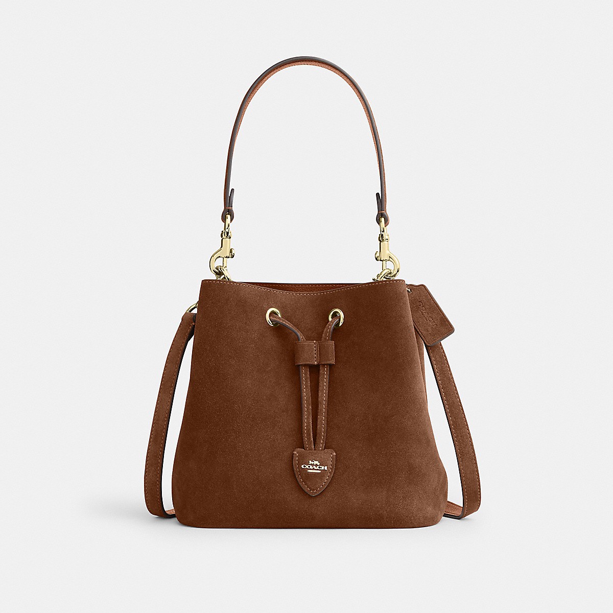 [U] COACH ROWAN BUCKET BAG, SUEDE/GOLD/WARM BROWN, CFP33-IMWBR (UC19)
