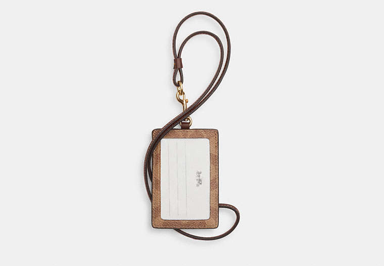 [U] COACH ID LANYARD IN SIGNATURE CANVAS, GOLD/TAN/BROWN, CZ285-IMXHE (UC22)