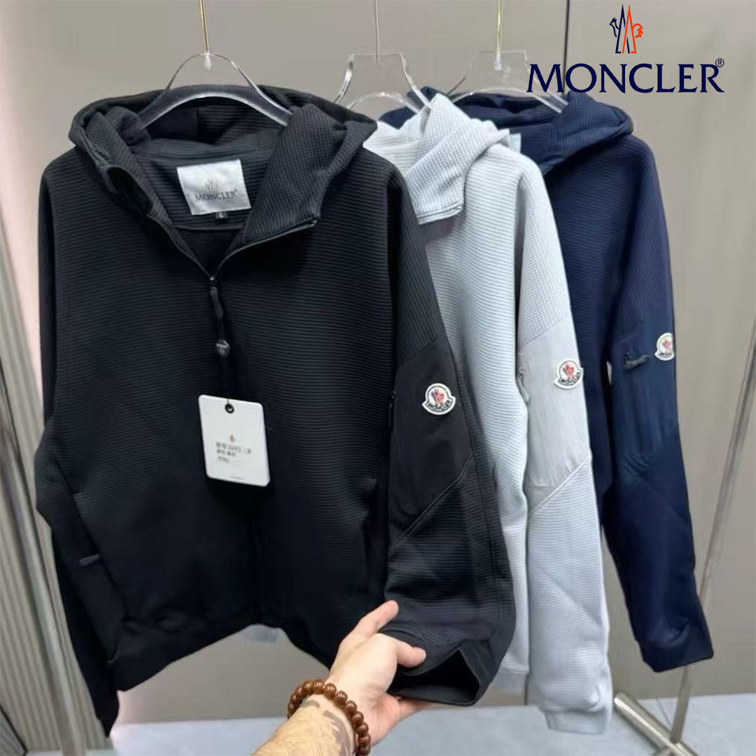 【限定在庫】MONCLER ワッフルニット ジップパーカー フード付き 3 色展開 大人カジュアル