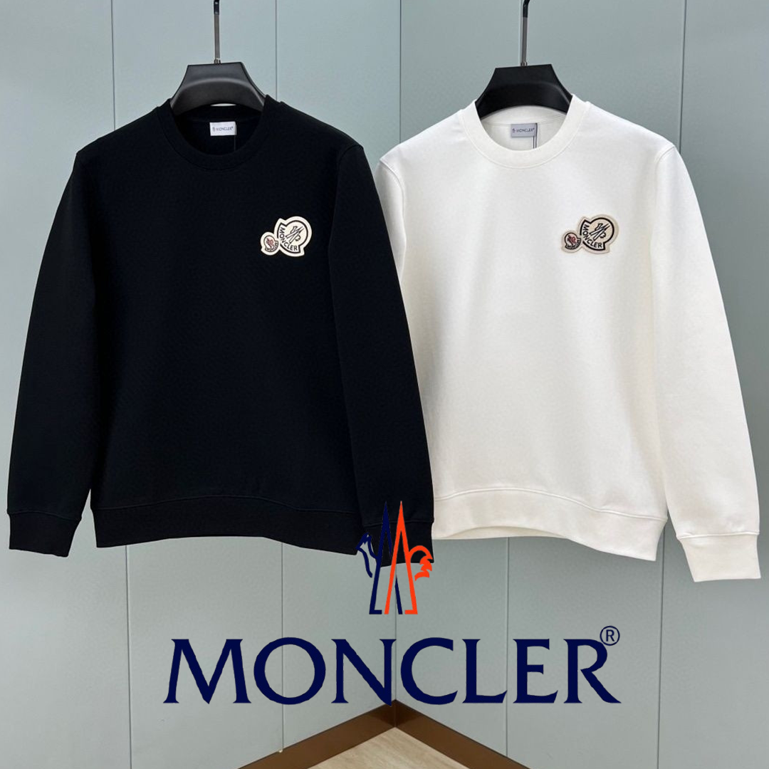 MONCLER モンクレール ダブルワッペン クルーネックスウェット 長袖 ロゴパッチ メンズ カジュアル トップス