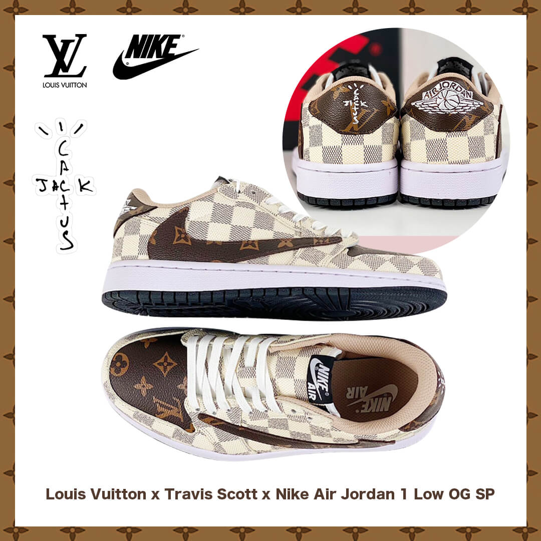 【日本未入荷】Louis Vuitton x Travis Scott x Nike Air Jordan 1 Low OG SP"Damier Azur/LV Monogram"【正規品】[代金引換]