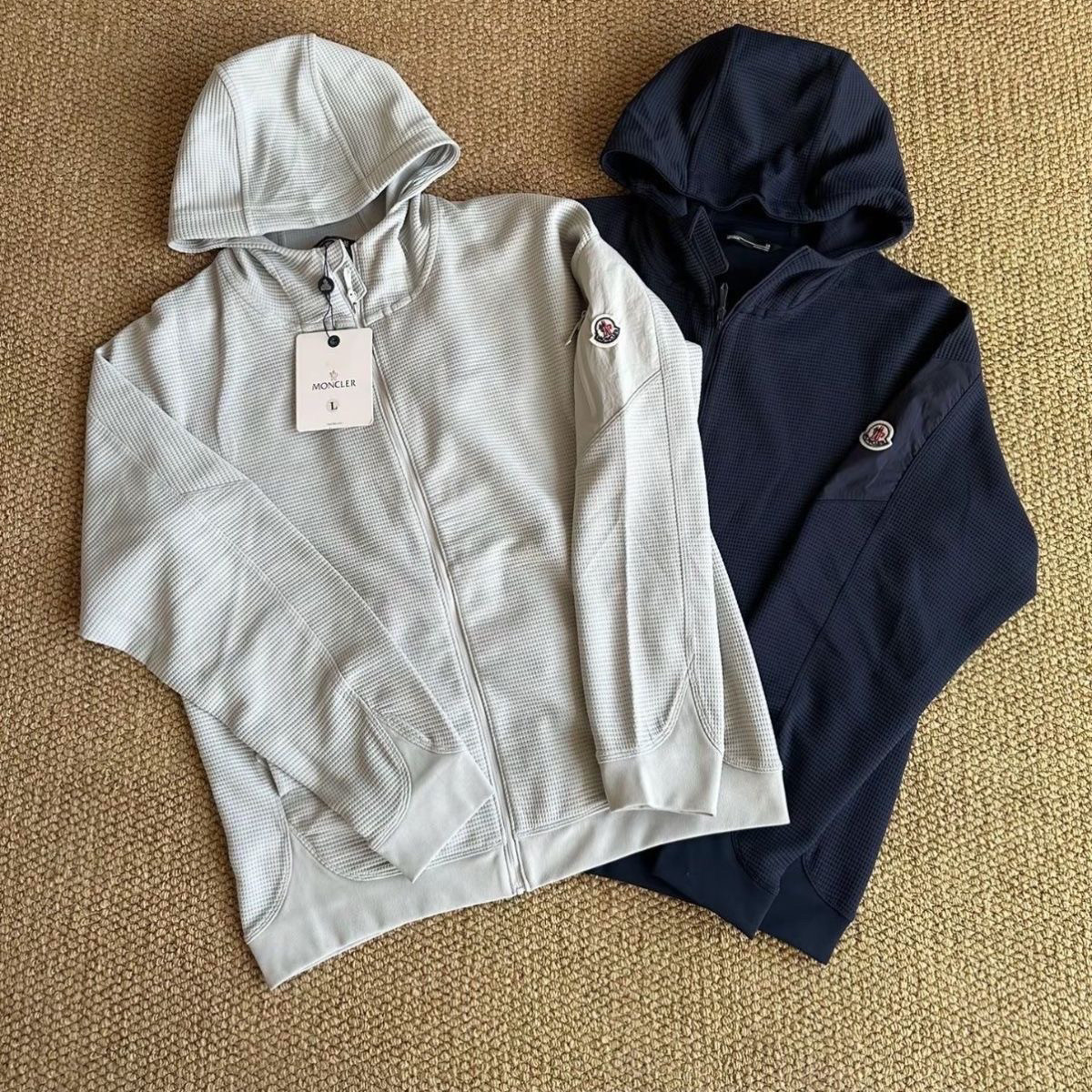 【限定在庫】MONCLER ワッフルニット ジップパーカー フード付き 3 色展開 大人カジュアル