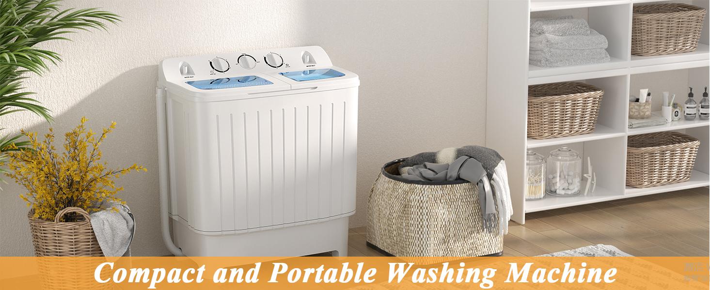 COSTWAY Portable Washing Machine, 13/20/26lbs Mini Twin Tub Washing Machine w/Drain Pump, Semi Automatic Compact Washer & Sipnner, Portable Washer Dryer Combo for Apartments Dorms RV Camping,4th of july decor, dad gift COSTWAY Portable Washing Machine, 13/20/26lbs Mini Twin Tub Washing Machine w/Drain Pump, Semi Automatic Compact Washer & Sipnner, Portable Washer Dryer Combo for Apartments Dorms RV Camping,4th of july decor, dad gift