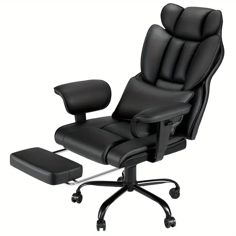 Silla de     y   con soporte lumbar de masaje, silla de   reclinable de 450   con reposapi&eacute;s, silla ergon&oacute;mica   resistencia con reposabrazos acolchados ajustables, silla de cuero para   pesadas, regalo de Navidad. detalles 2