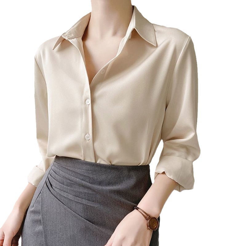 เสื้อเชิ้ตชีฟองแขนยาวสไตล์ย้อนยุค