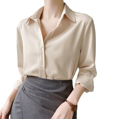 เสื้อเชิ้ตชีฟองแขนยาวสไตล์ย้อนยุค