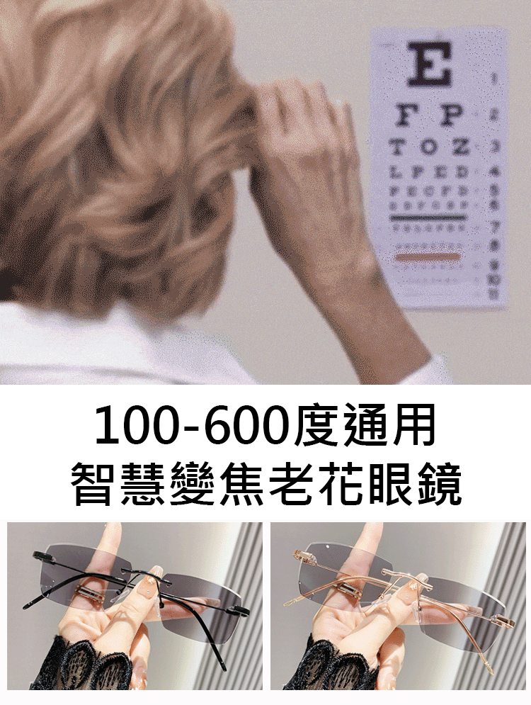 Eterlens光感變色變焦無框老花眼鏡【男女同款】