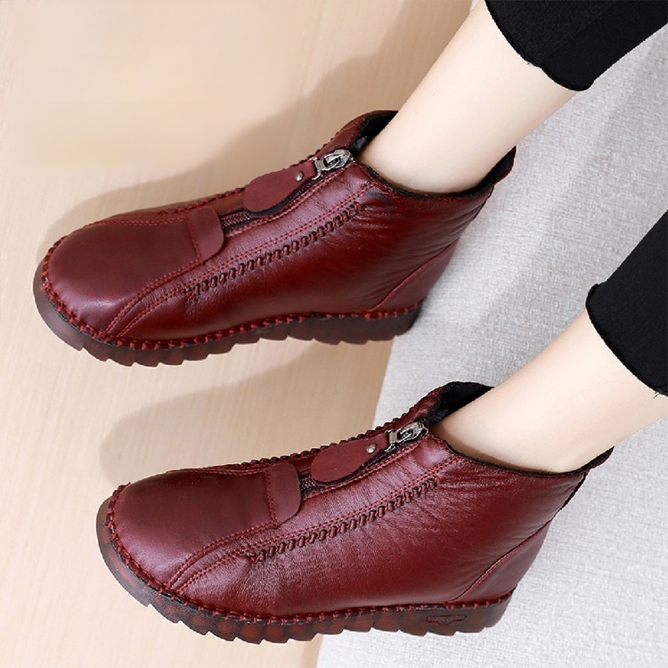 冬季休閒加絨加厚拉鍊雪地靴