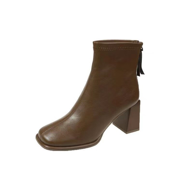 增高5cm法式方頭高跟瘦瘦靴