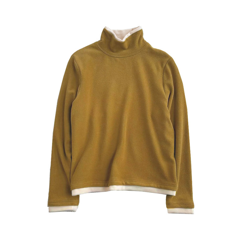 拼色假兩件德絨女士打底衫