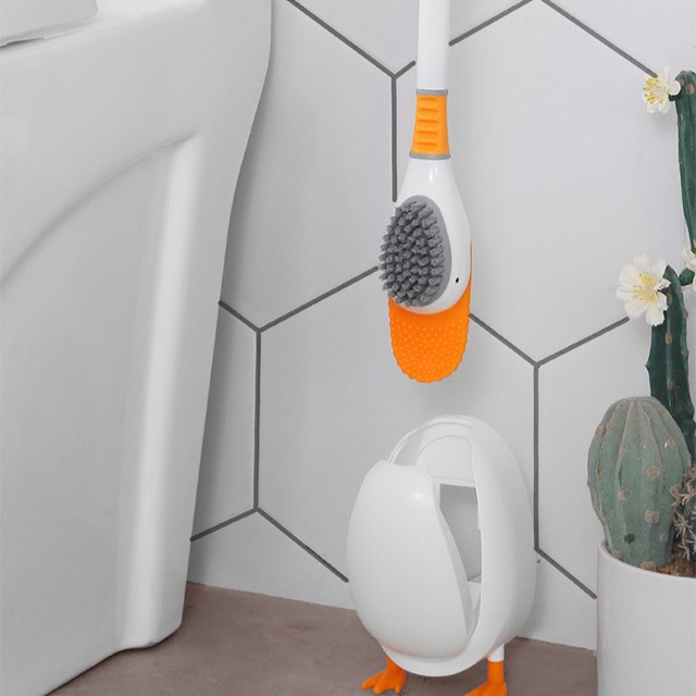 二合一小鴨子壁掛矽膠馬桶刷