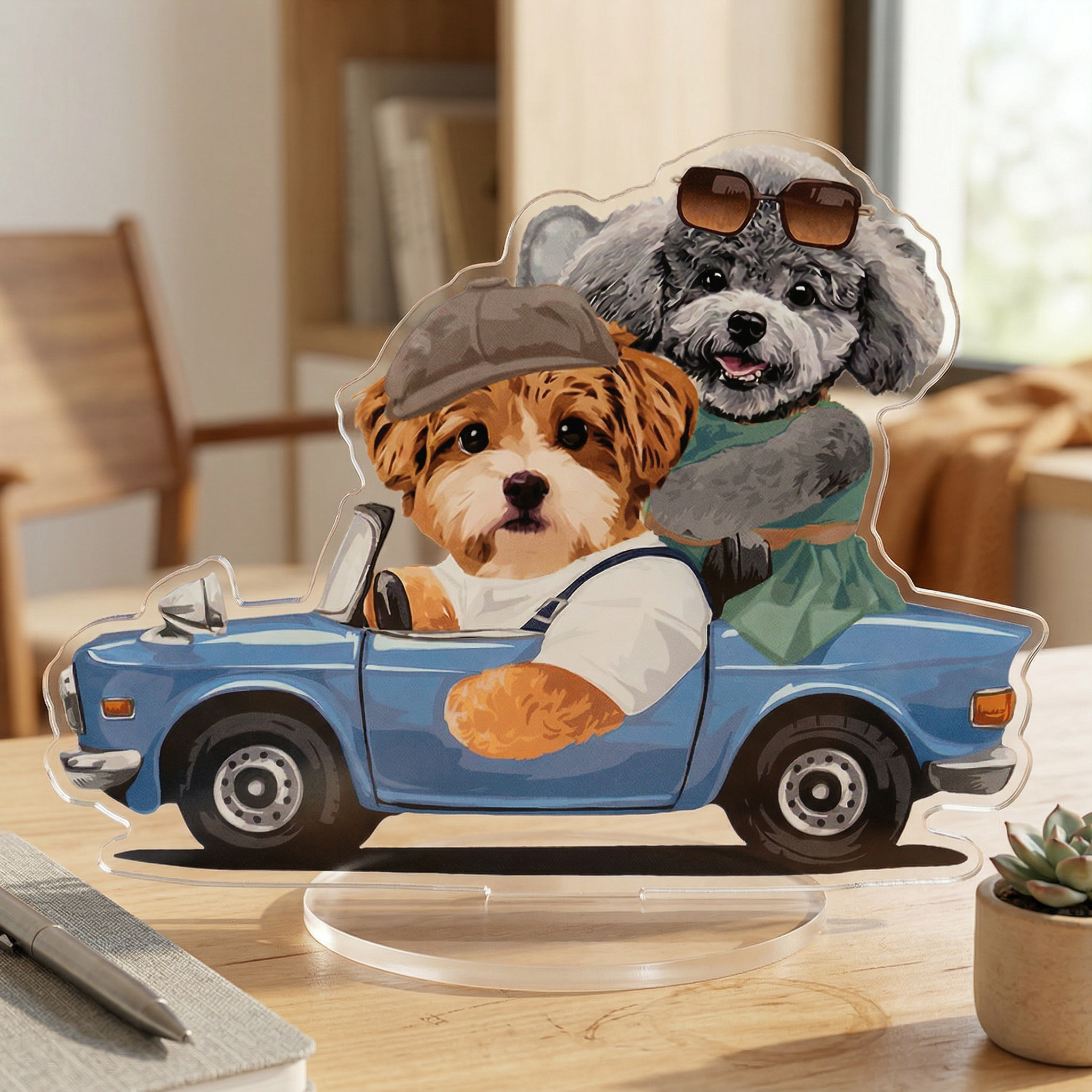 カスタムフワモコ部   アクリルスタンド   ドライブ旅行 【2頭デザイン】260306-2