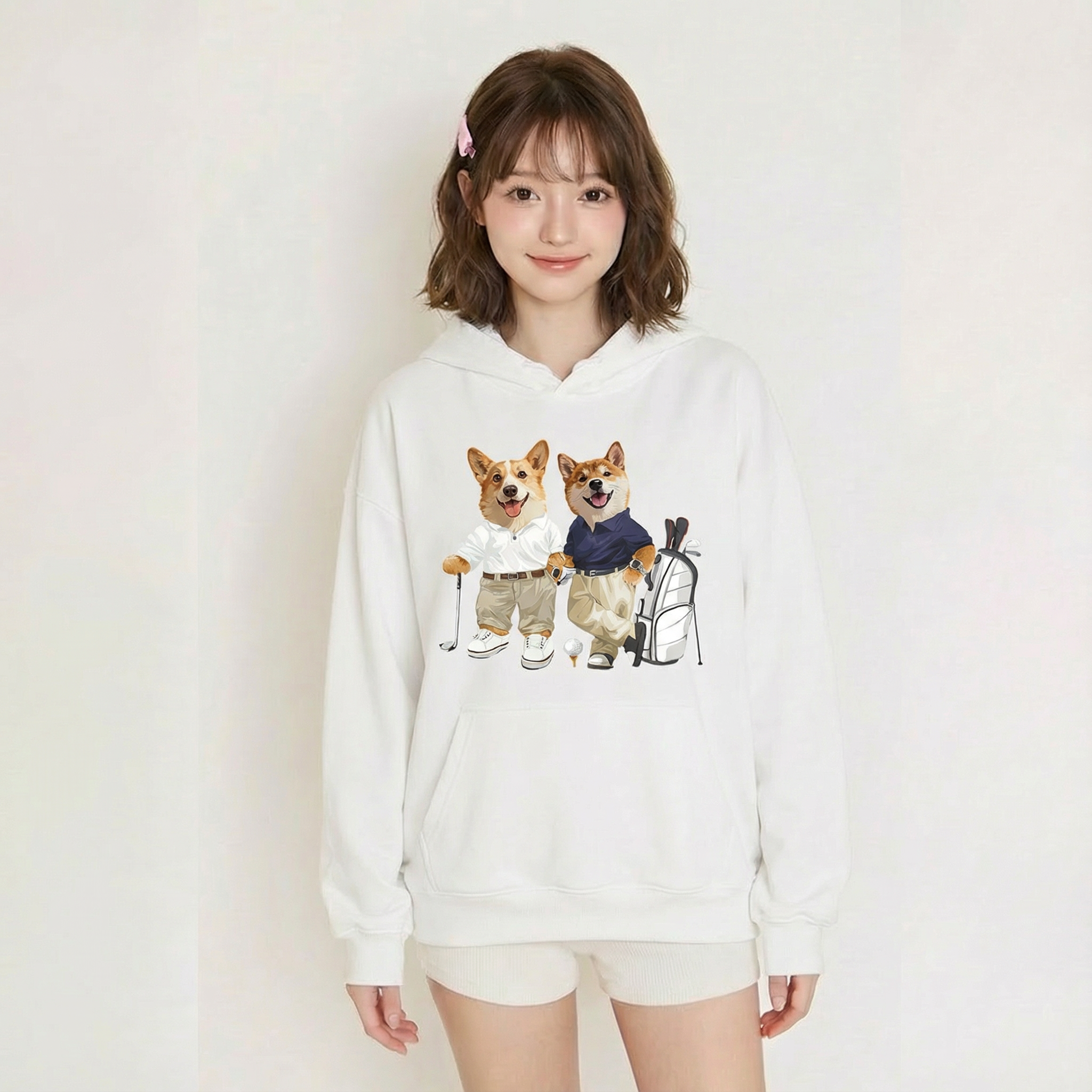 カスタムフワモコ部 　パーカー   ゴルフ紳士  3頭デザイン 251223-2