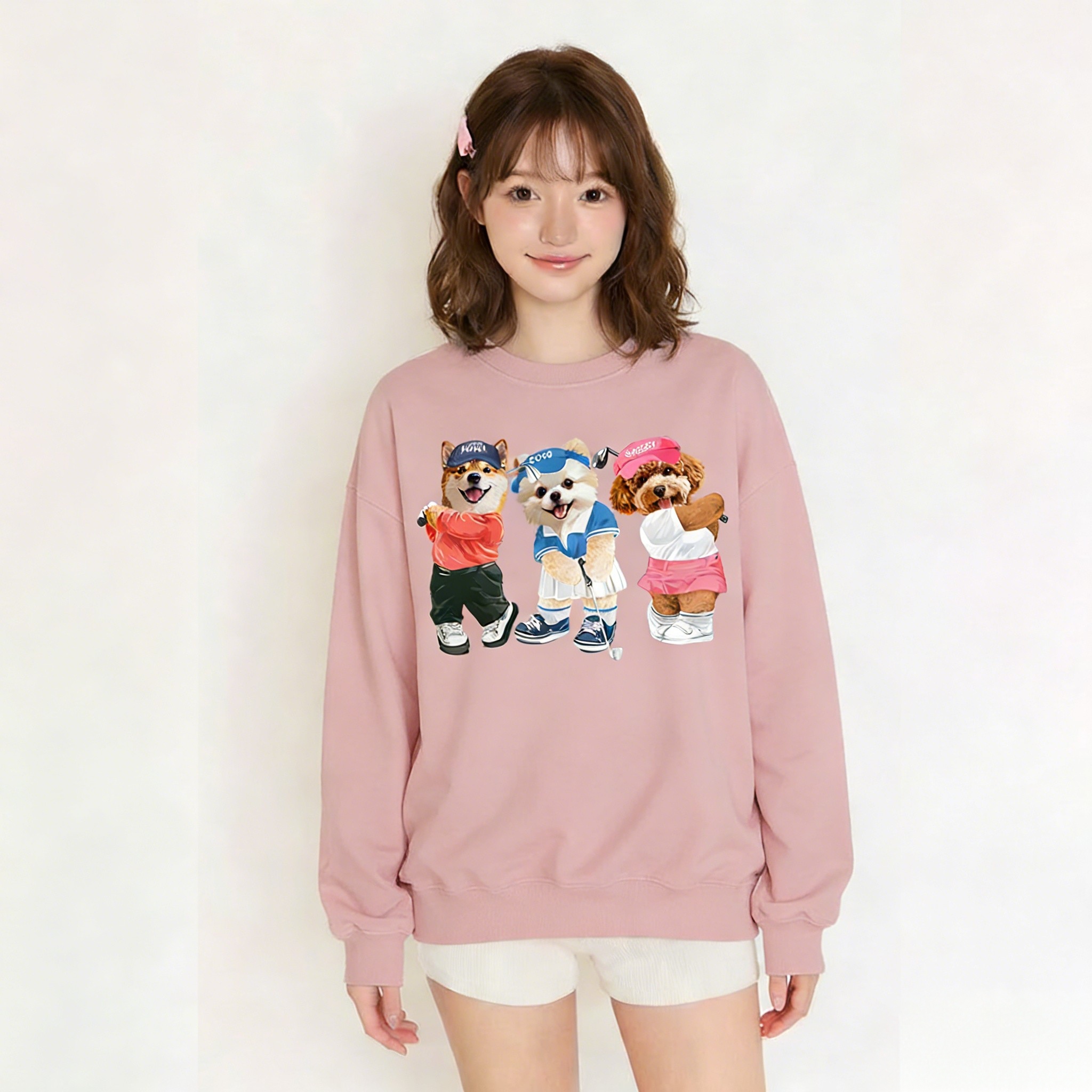 カスタムフワモコ部 　トレーナー   ゴルフスクワッド  3頭デザイン251222-4