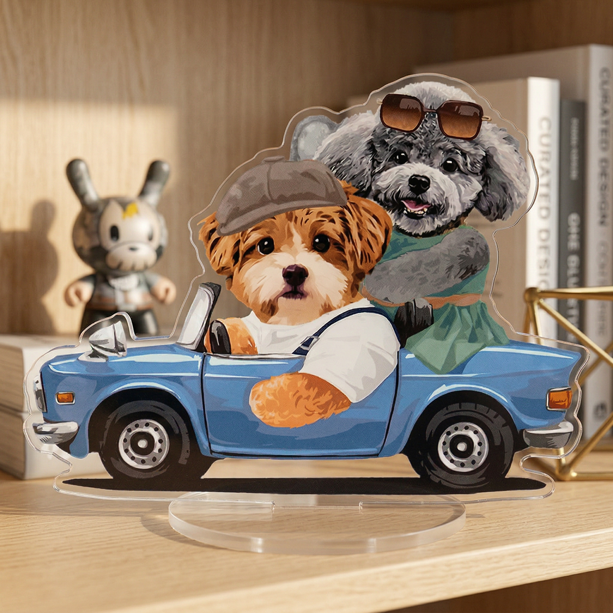 カスタムフワモコ部   アクリルスタンド   ドライブ旅行 【2頭デザイン】260306-2