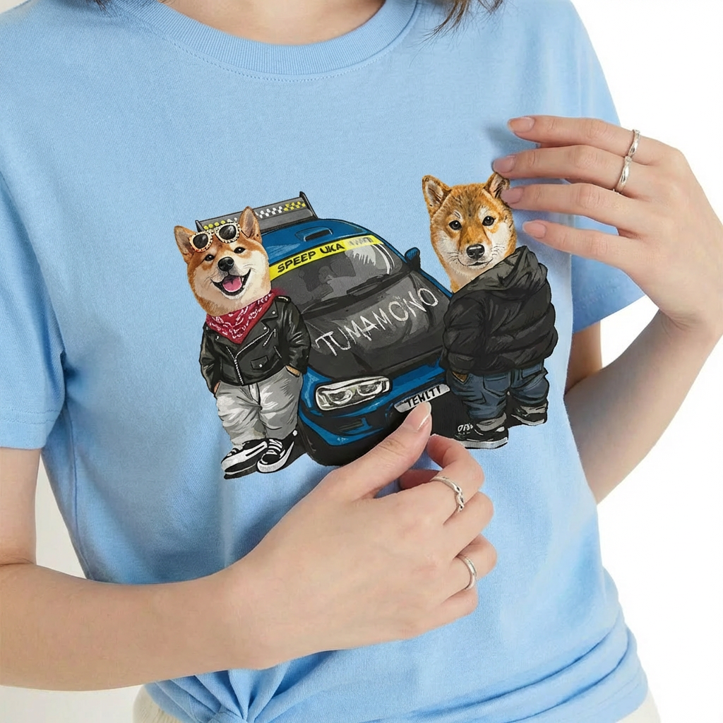 カスタムフワモコ部  プレミアムTシャツ  Speed  Club 2頭デザイン 260316-5