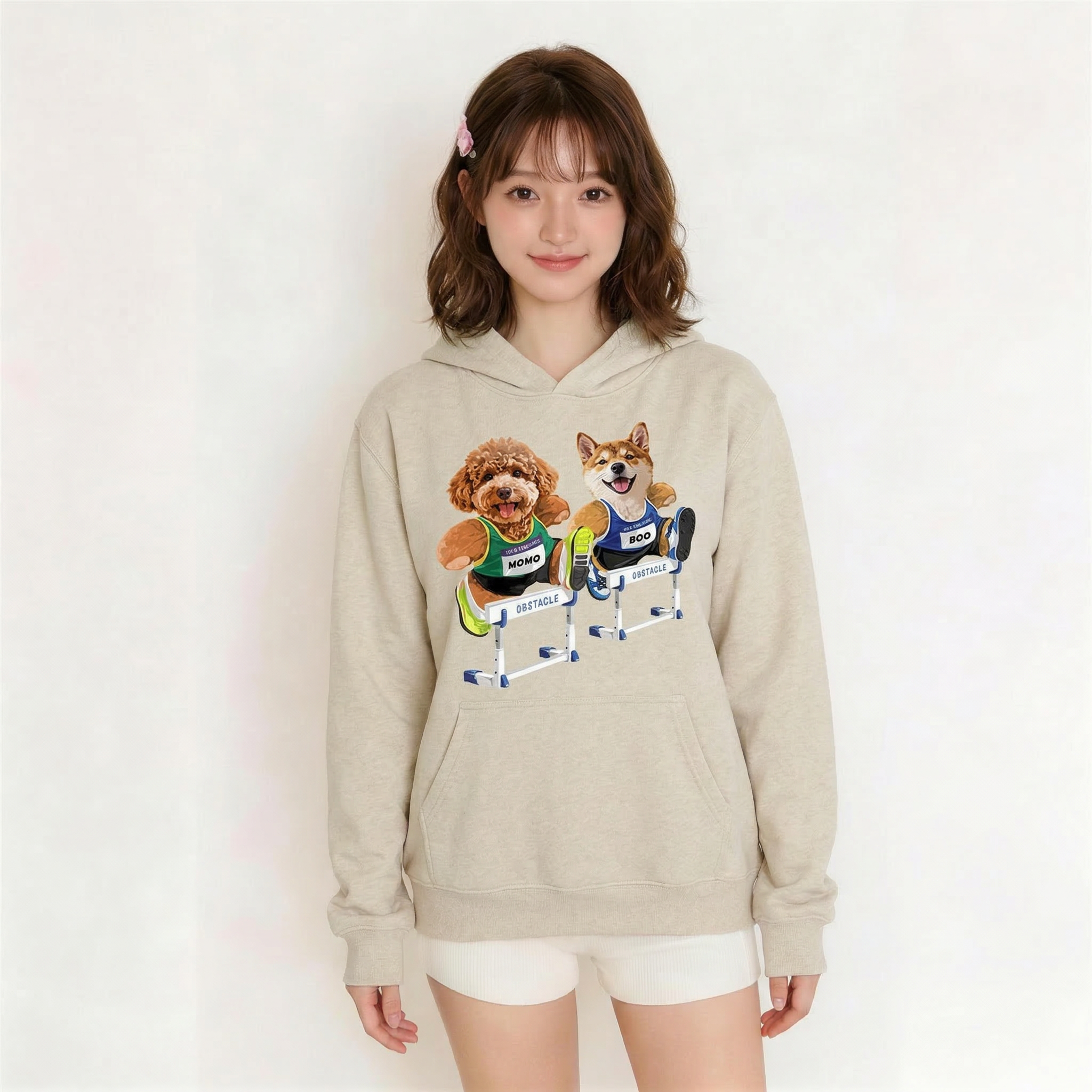 カスタムフワモコ部  パーカー  ハドルチャレ  2頭デザイン260316-14