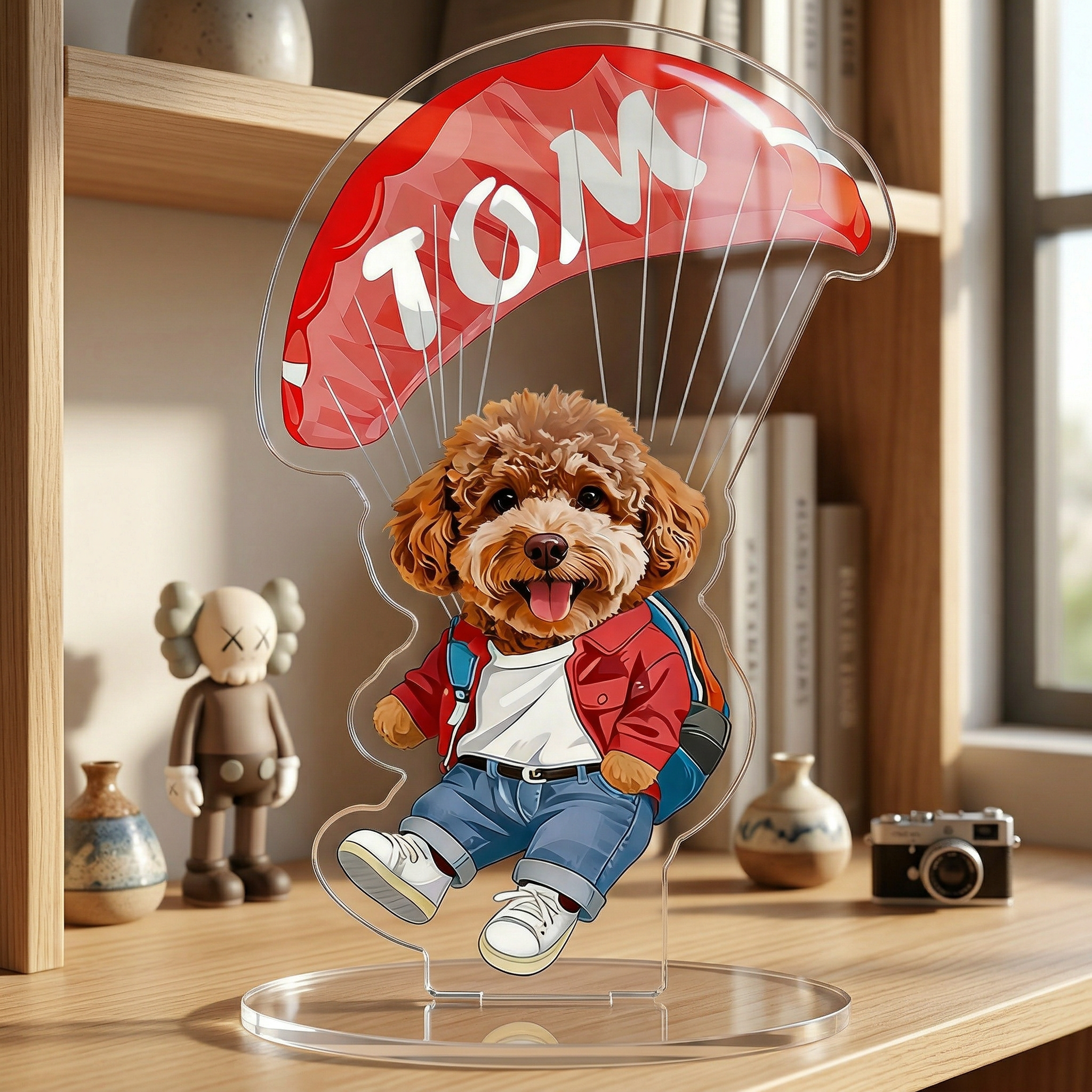 カスタムフワモコ部   アクリルスタンド  スカイダイビング 【1頭デザイン】260306-4