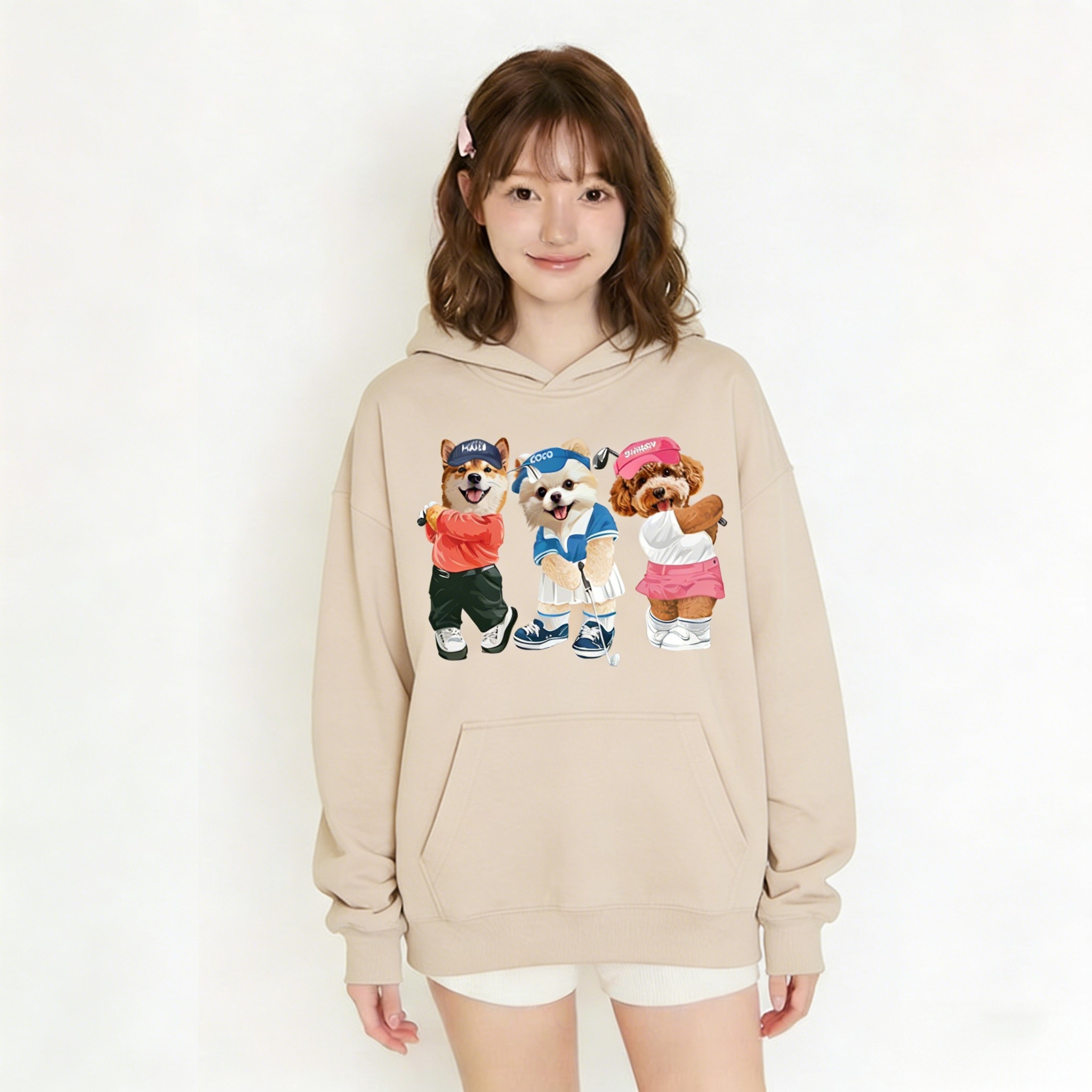 カスタムフワモコ部 　パーカー   ゴルフスクワッド 3頭デザイン 251222-5