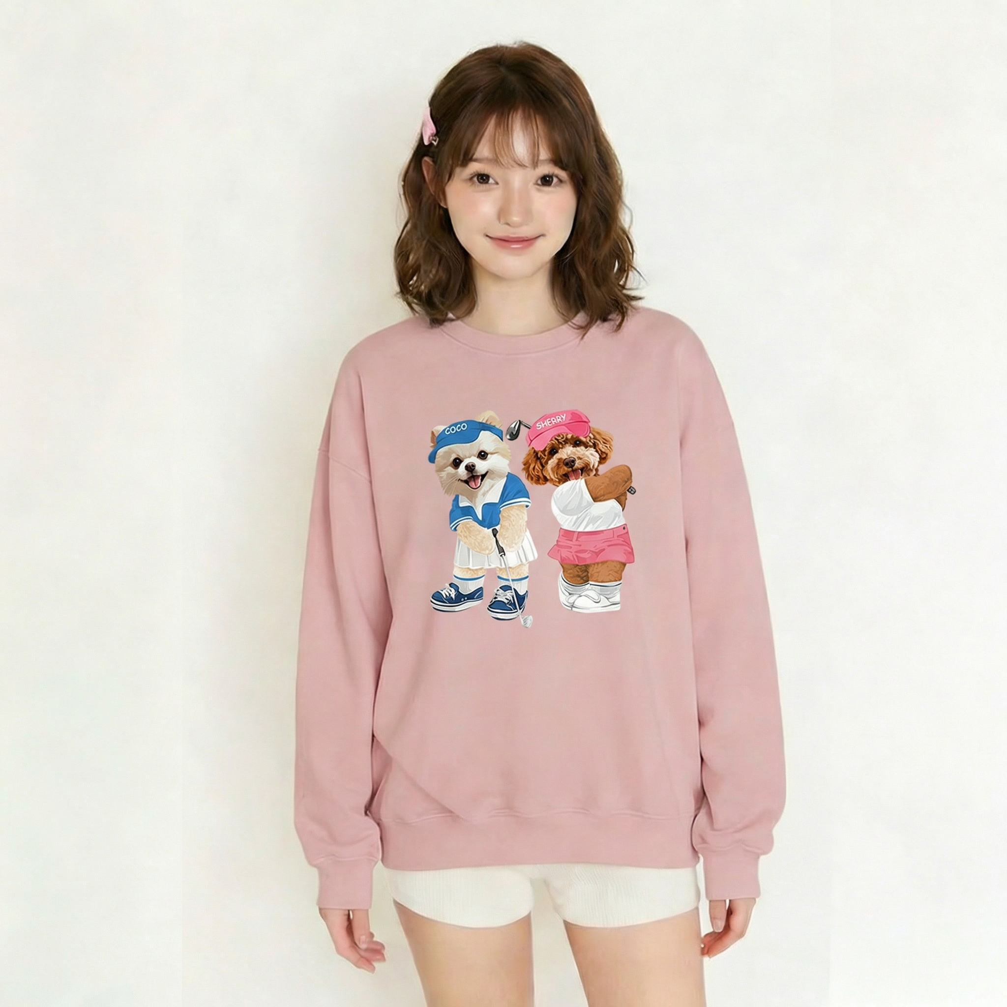 カスタムフワモコ部  パーカー  ピクニック 3頭デザイン26227-2