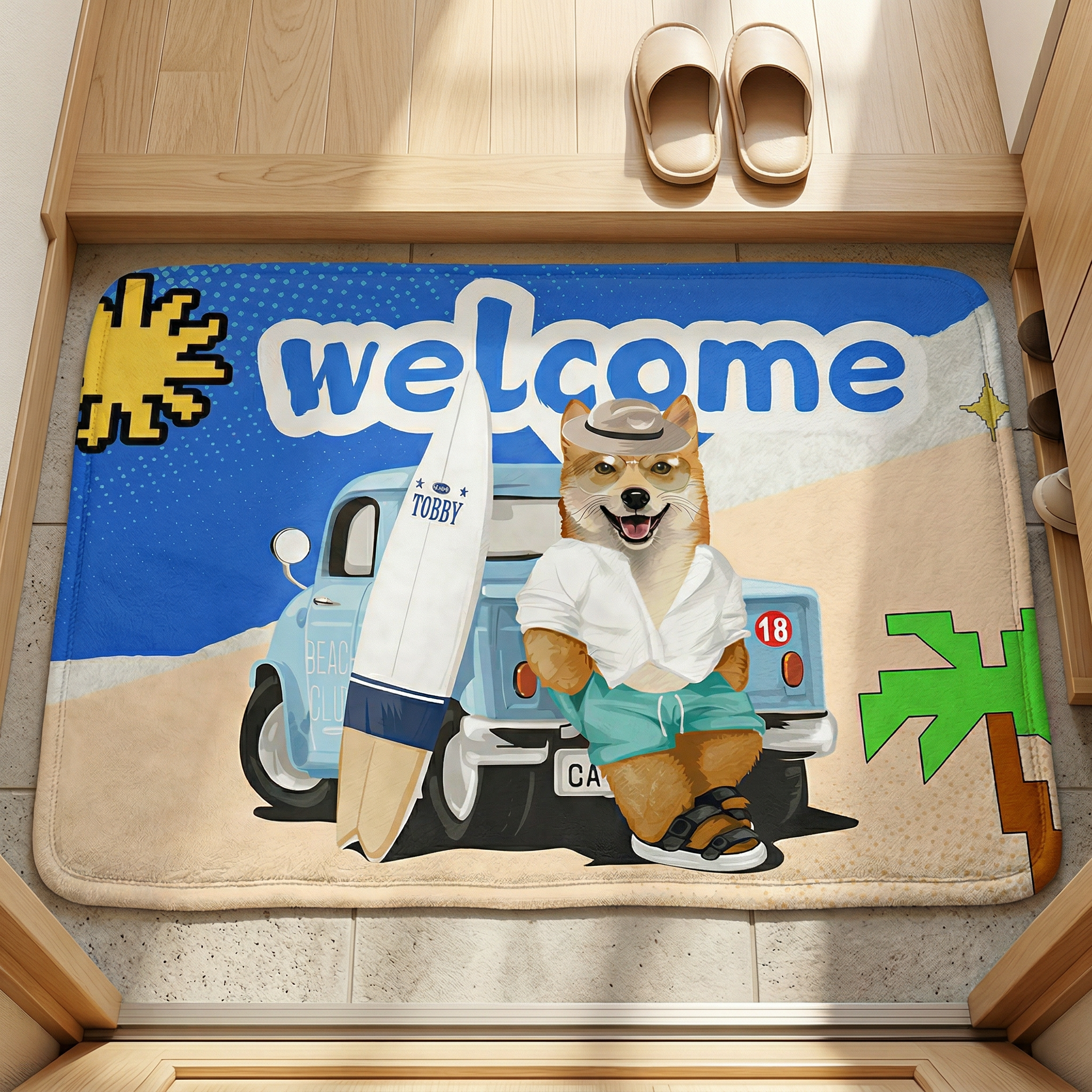 カスタムフワモコ部  玄関マット 長方形  ビーチレジャー   0702-1-2