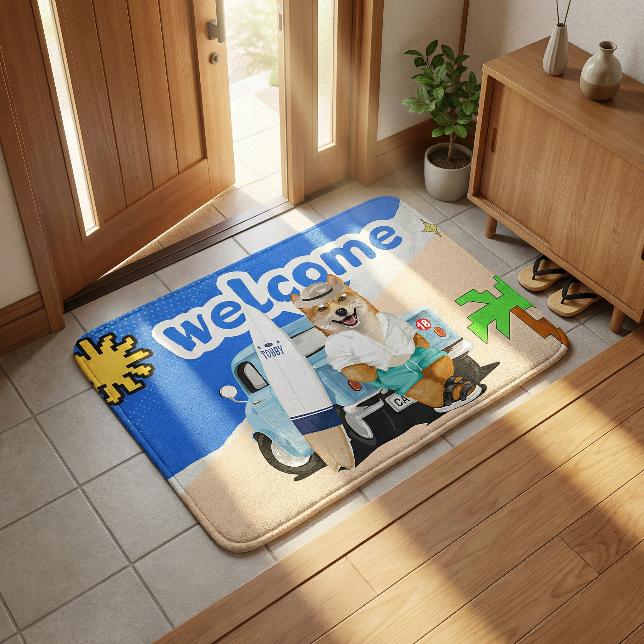 カスタムフワモコ部  玄関マット 長方形  ビーチレジャー   0702-1-2