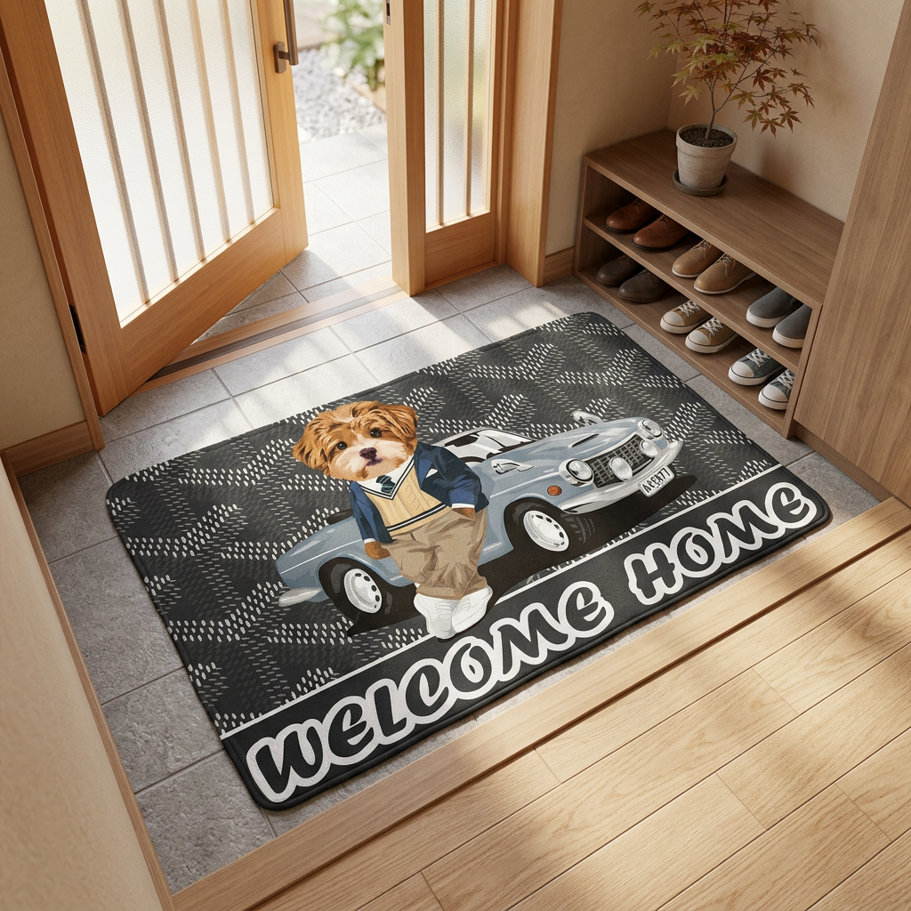 カスタムフワモコ部  玄関マット 長方形 クールなコンバーチブル0221-1-6