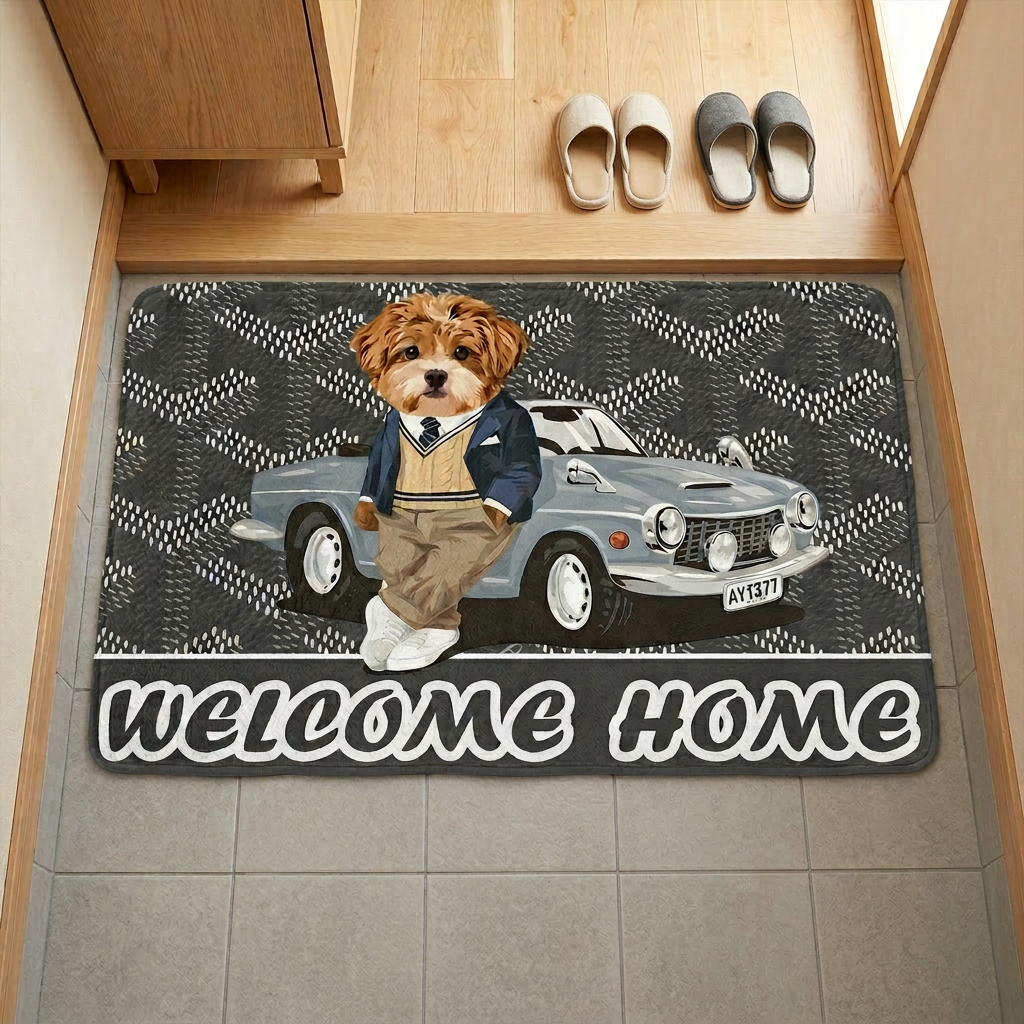 カスタムフワモコ部  玄関マット 長方形 クールなコンバーチブル0221-1-6