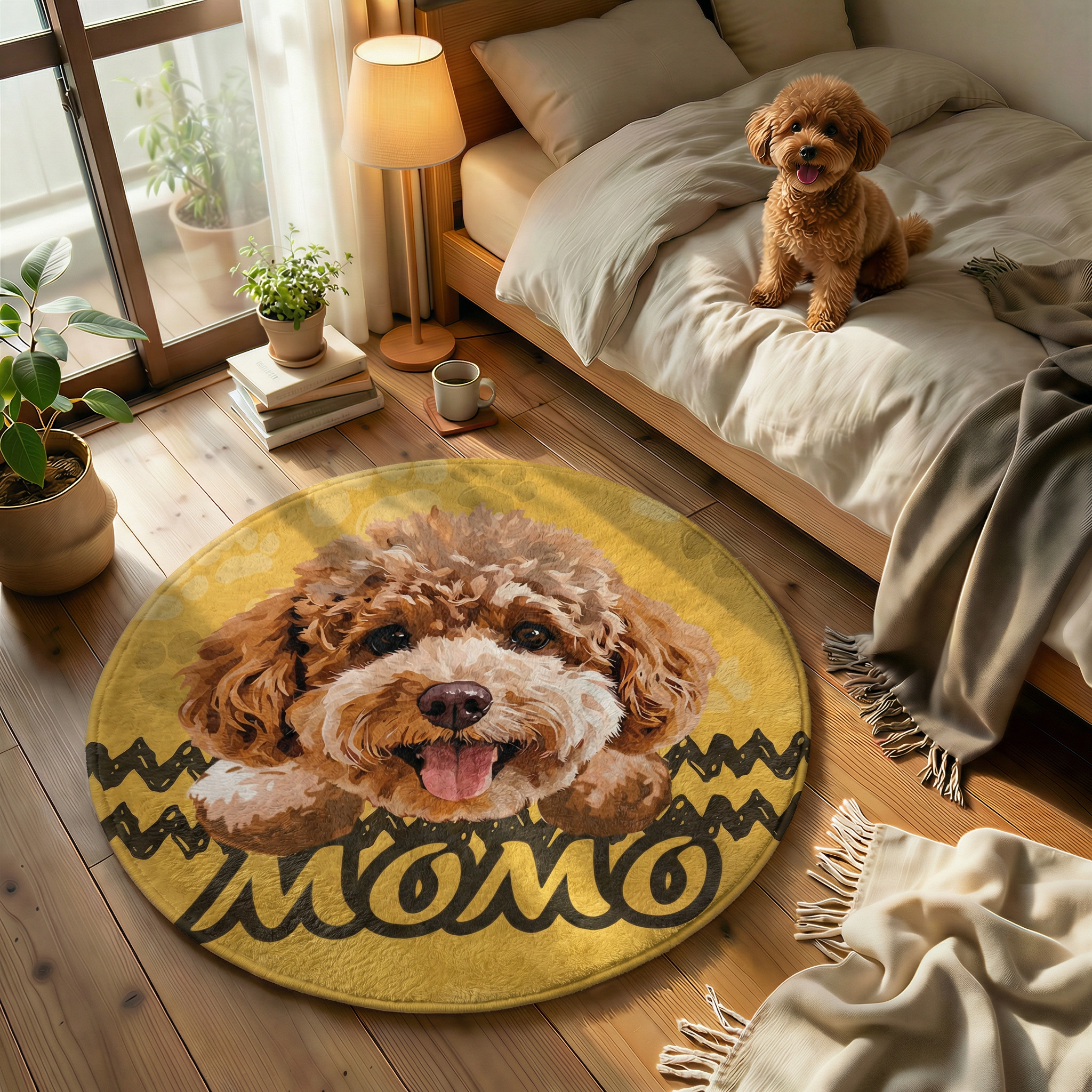 カスタムフワモコ部  ラグマット 円形  【1頭デザイン】260318-2