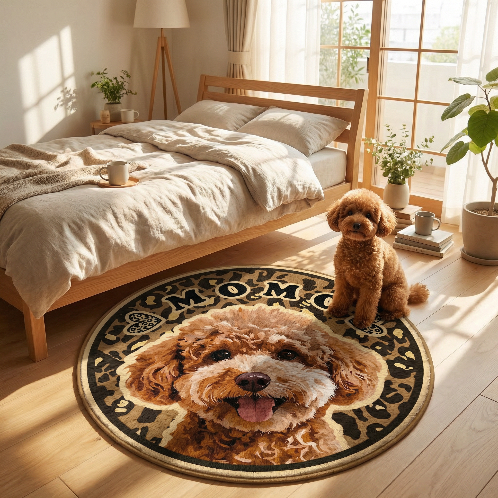 カスタムフワモコ部  ラグマット 円形  【1頭デザイン】260318-4