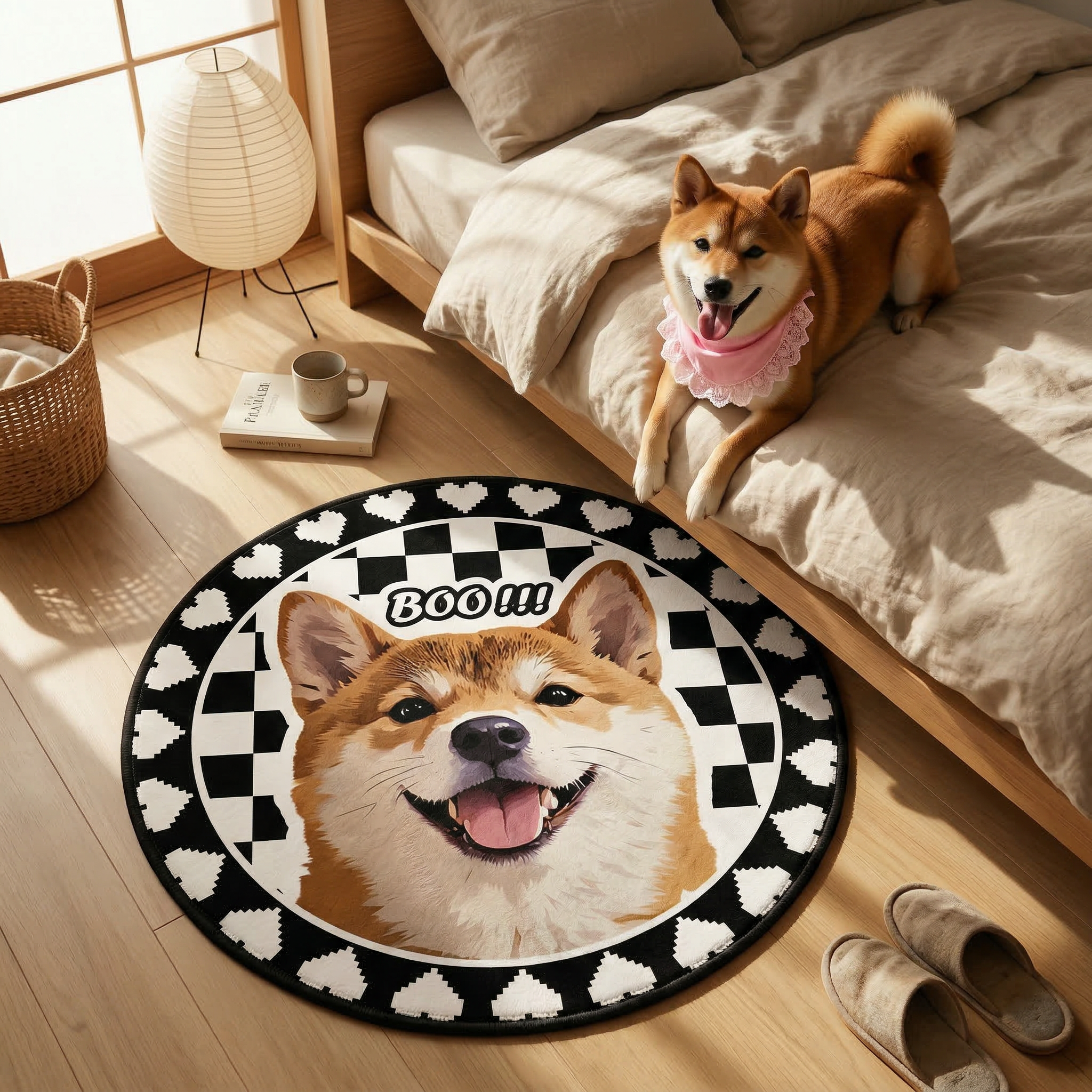 カスタムフワモコ部  ラグマット 円形  【1頭デザイン】260318-7