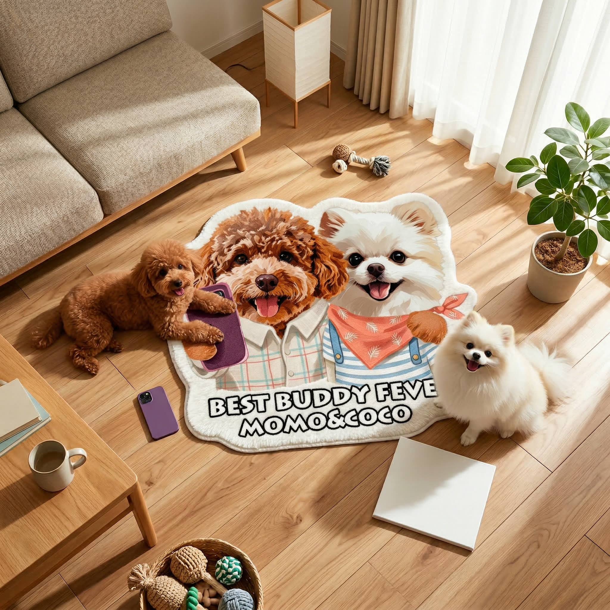 カスタムフワモコ部  不規則形状マット 【2頭デザイン】260323-10