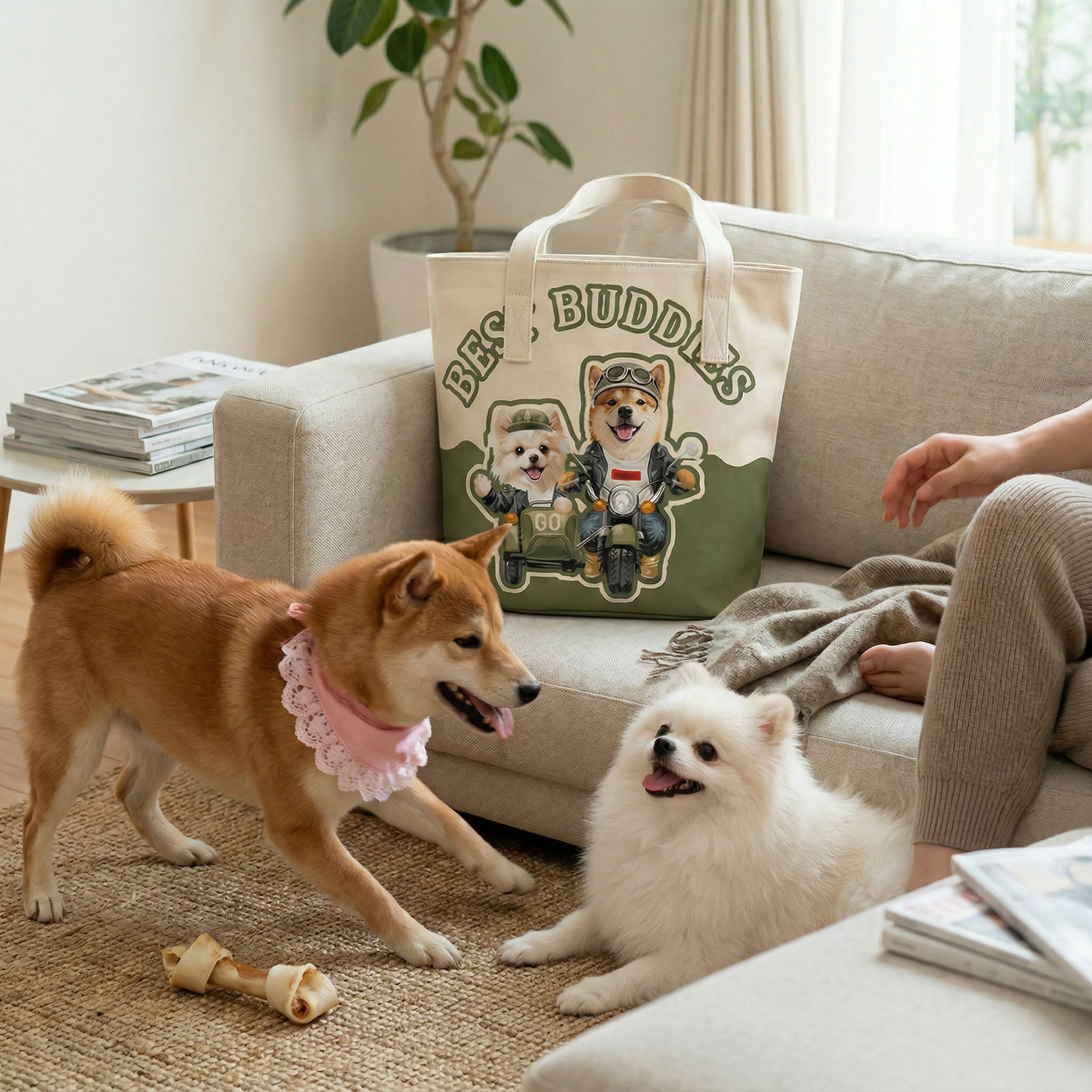 カスタムフワモコ部  バケットバッグ 【2頭デザイン】260401-6