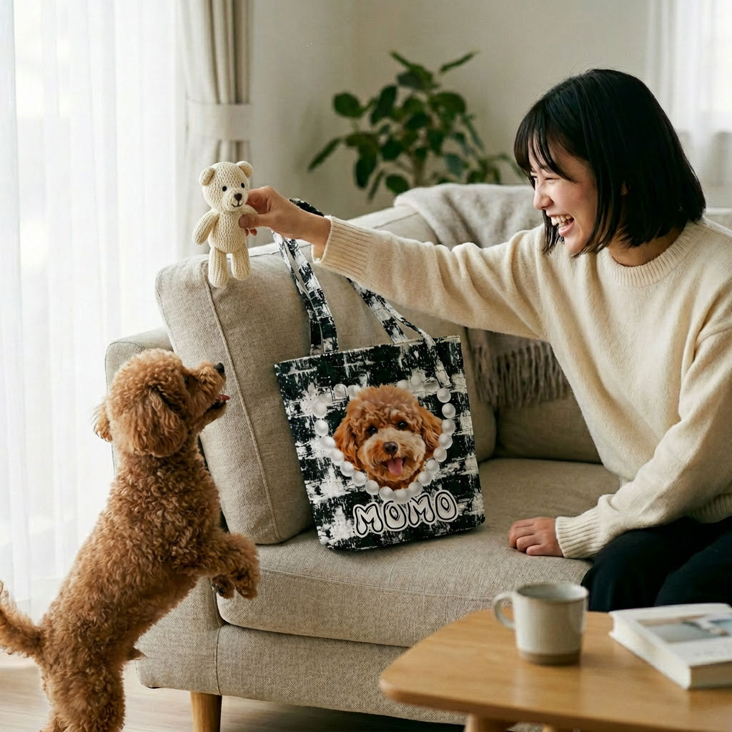 カスタムフワモコ部  バケットバッグ 【1頭デザイン】260401-9