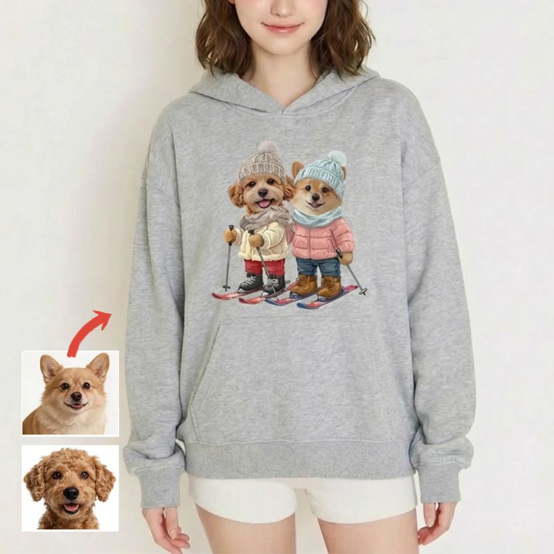 カスタムフワモコ部 　パーカー  Girls skiing  2頭デザイン 251216-3