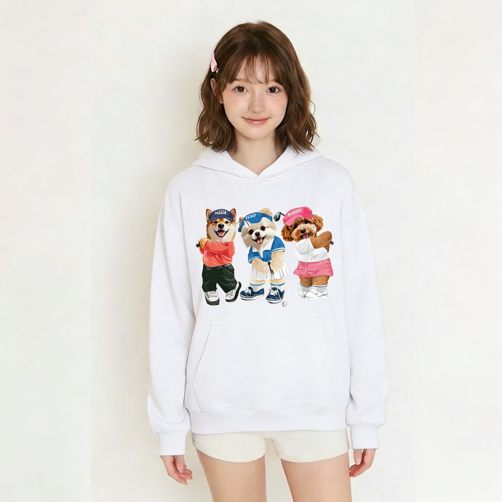 カスタムフワモコ部 　パーカー   ゴルフスクワッド 3頭デザイン 251222-5