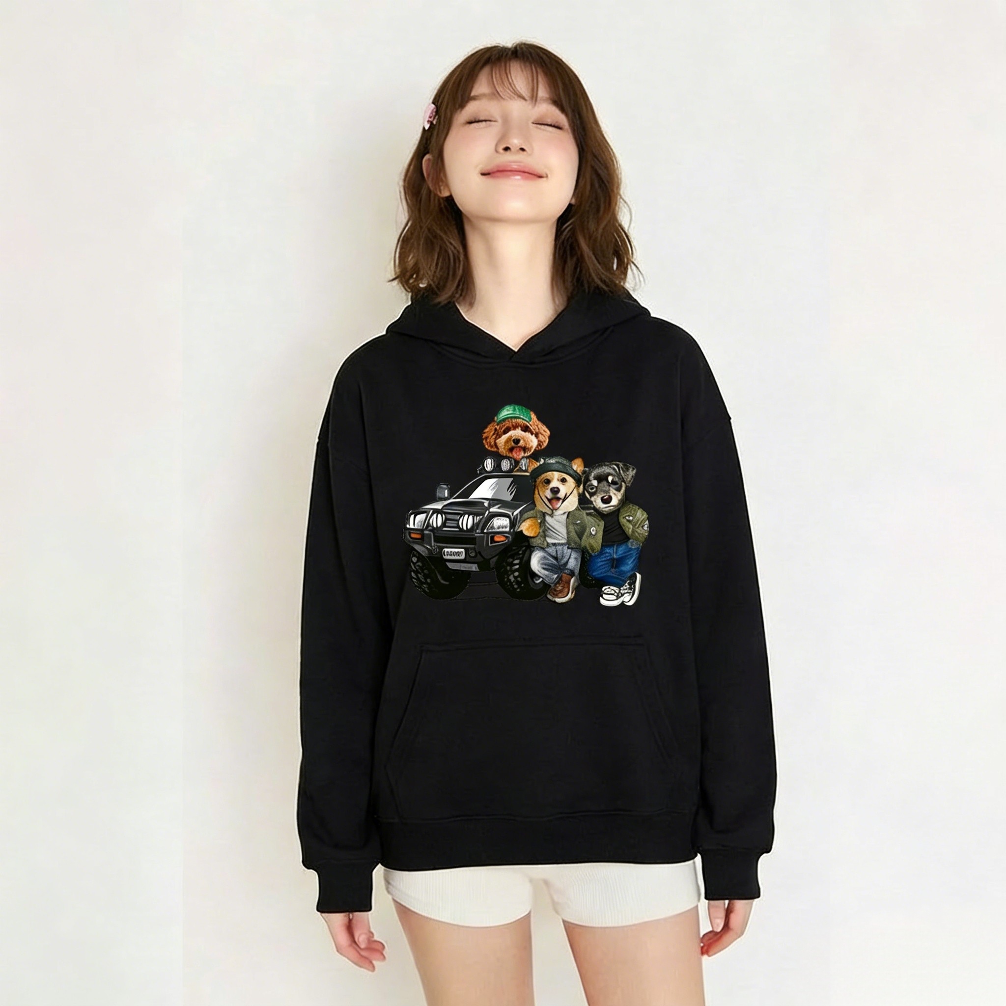 カスタムフワモコ部 　パーカー   オフロード冒険  3頭デザイン 251222-3