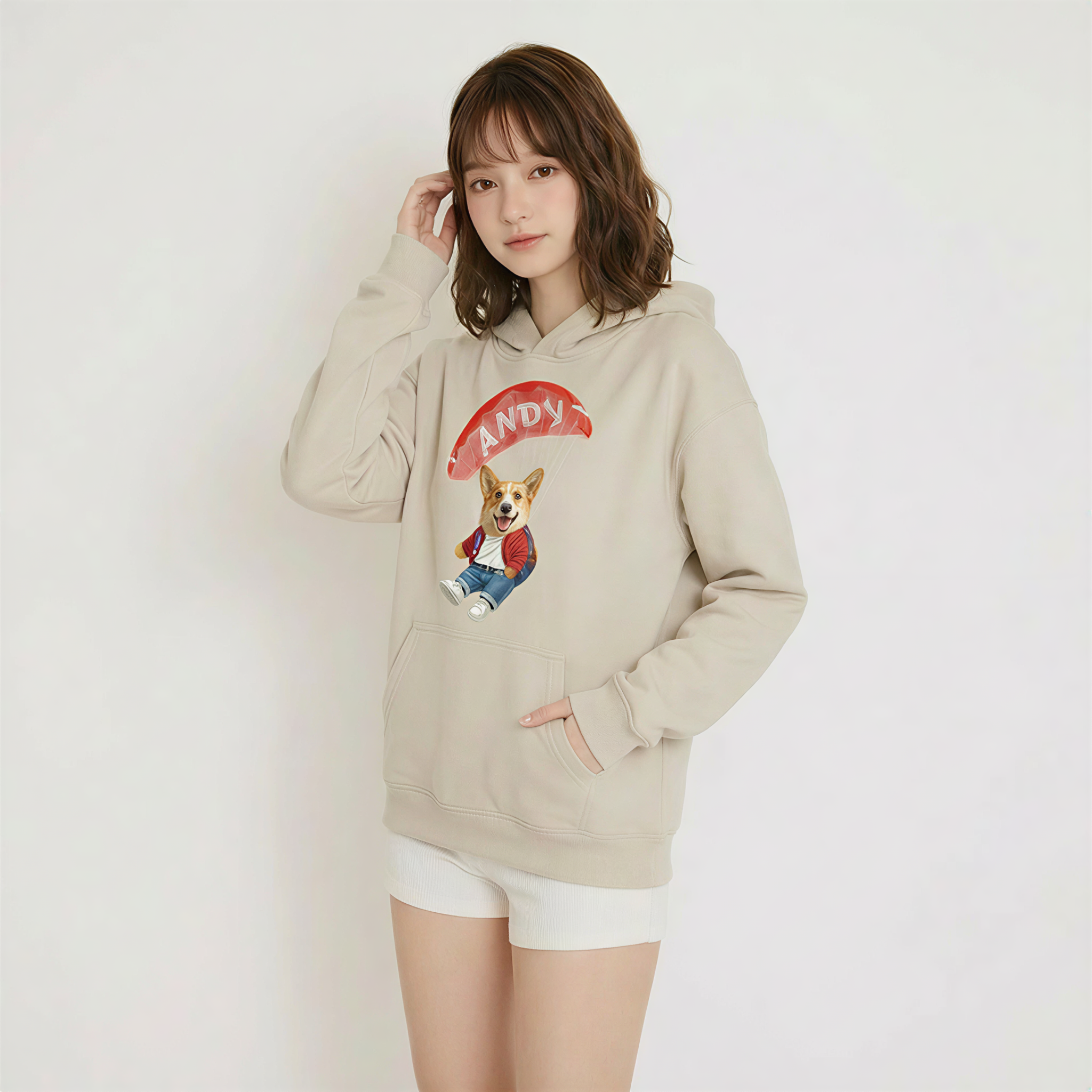 カスタムフワモコ部 　パーカー  スカイダイビング  1頭デザイン 26115-2