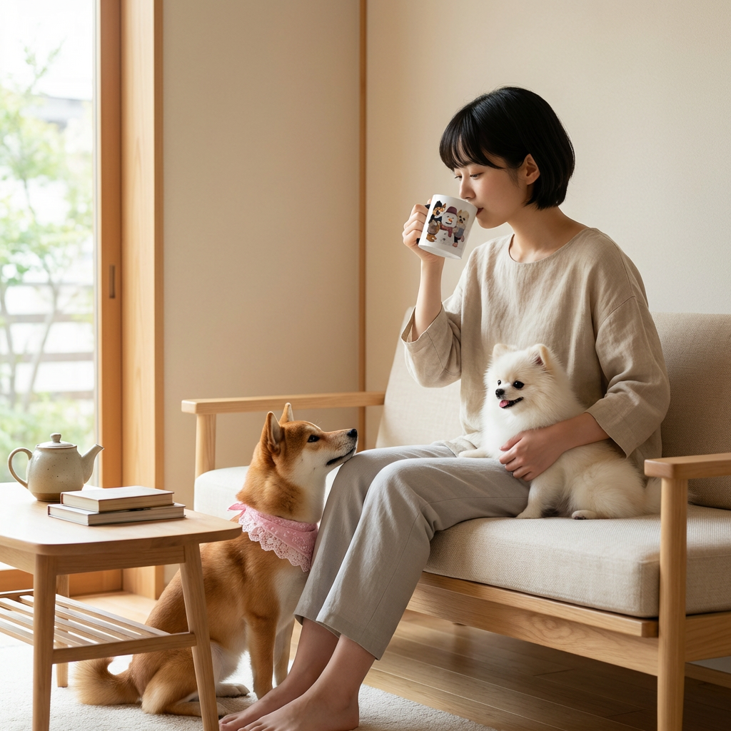 カスタムフワモコ部 　色が変わるマグカップ   【2頭デザイン】260205-6