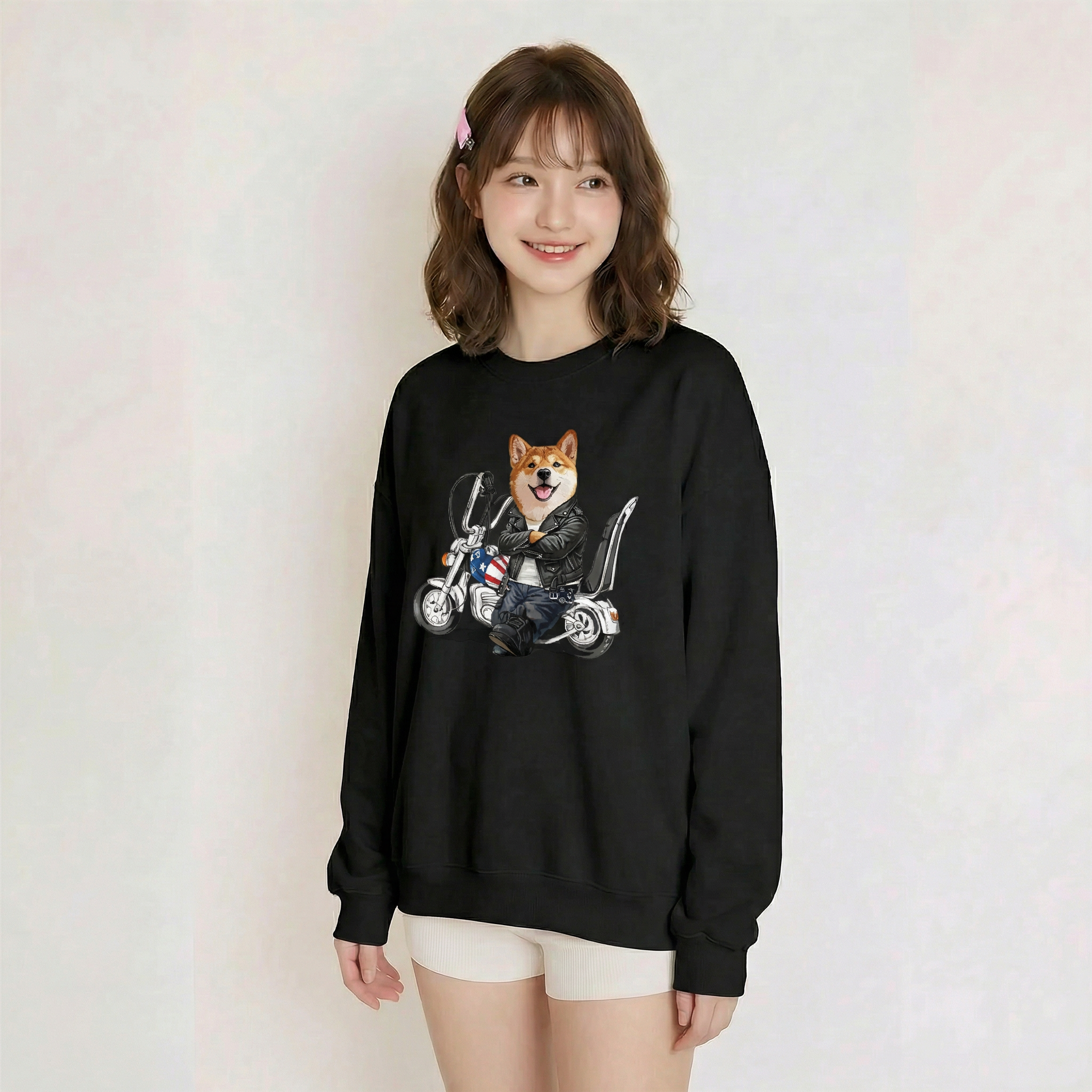 カスタムフワモコ部 　トレーナー  ハーレー  1頭デザイン26121-8