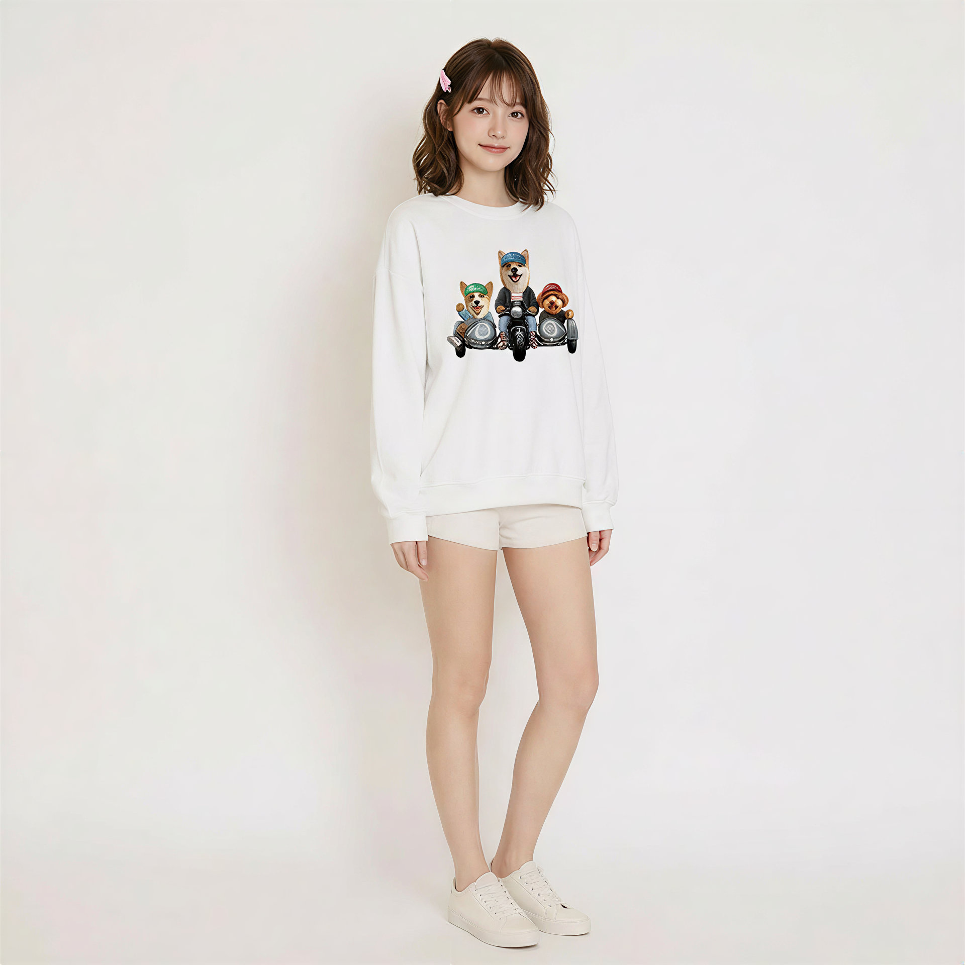 カスタムフワモコ部  トレーナー  カップルバイク編 3頭デザイン26121-12