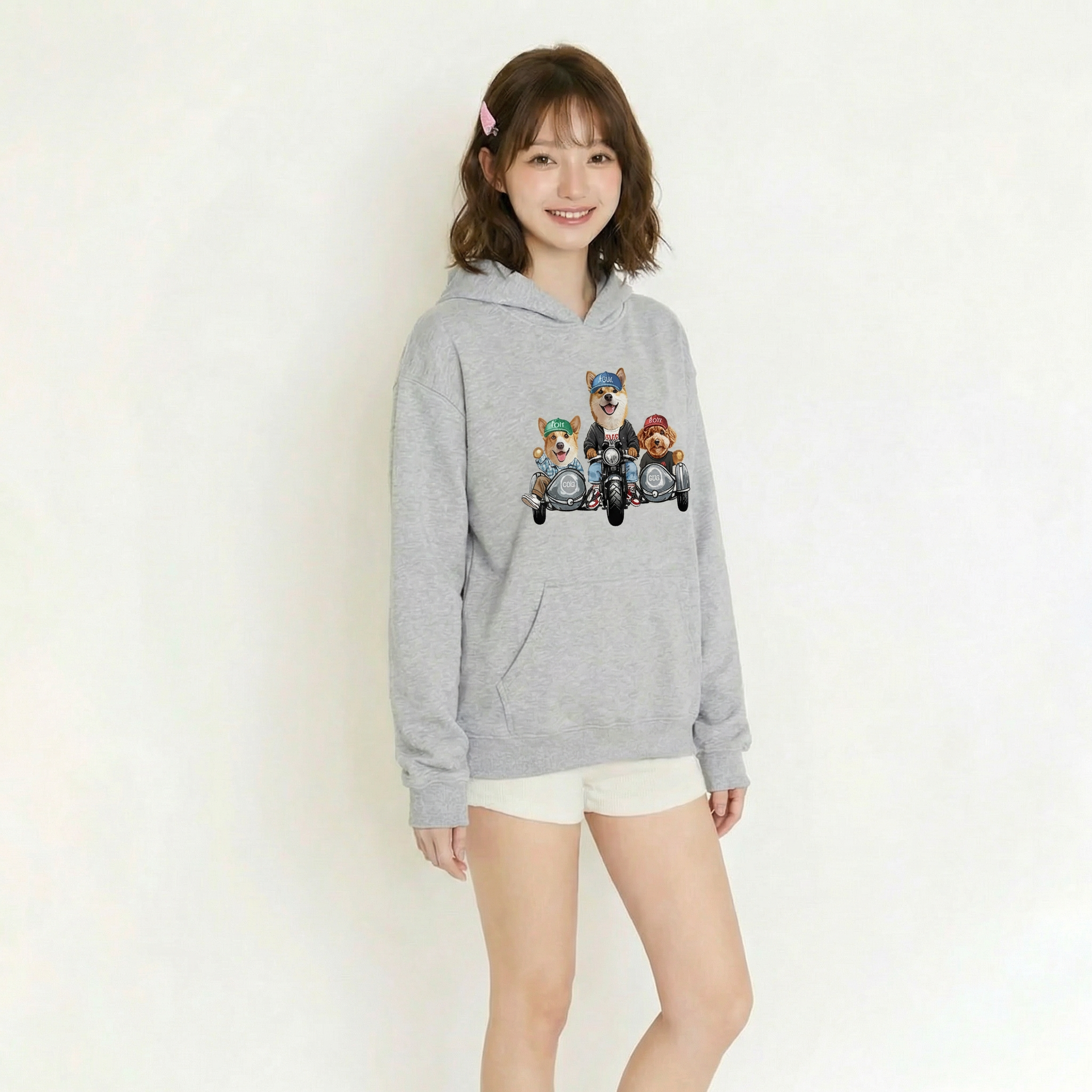 カスタムフワモコ部 　パーカー カップルバイク編  3頭デザイン 26121-11