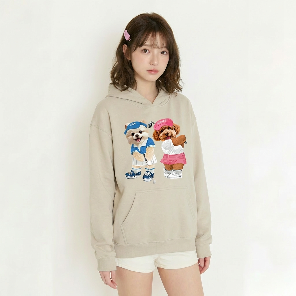 カスタムフワモコ部 　パーカー   ゴルフ大会  2頭デザイン26227-1