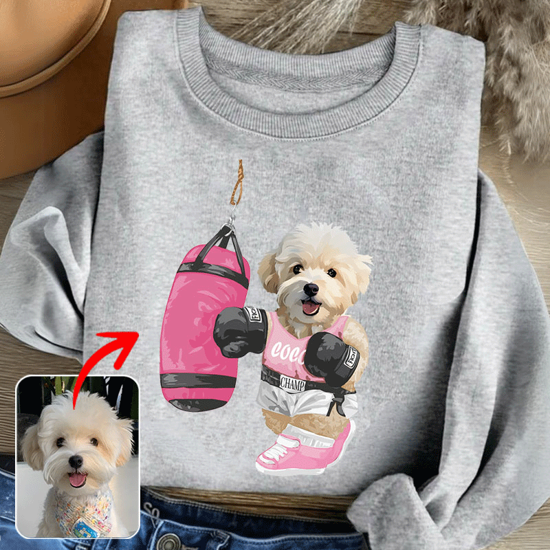 カスタムフワモコ部 　トレーナー   Sandbag Boxing  １頭デザイン0830-1-1