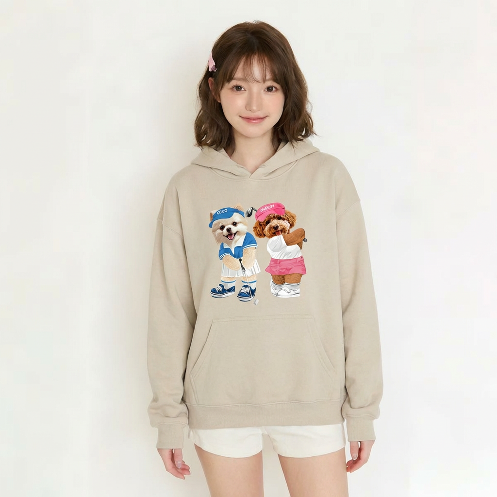 カスタムフワモコ部 　パーカー   ゴルフ大会  2頭デザイン26227-1